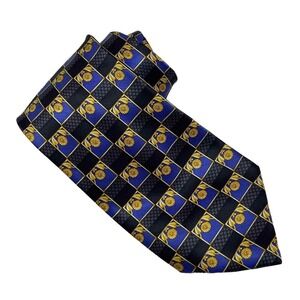 Lanvin Paris Italy Necktie Blue Yellow Floral Designer 4" Long Vintage‎